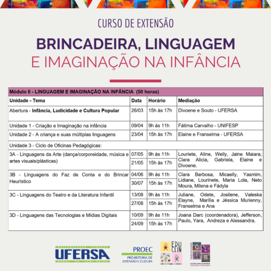 CURSO BRINCADEIRA LINGUAGEM E IMAGINAÇÃO NA INFÂNCIA